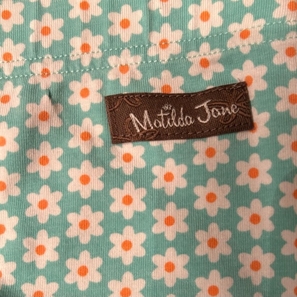 Matilda Jane Girls Teal and Pink Dot Ruffled Leggings Size 10 - Picture 5 of 6